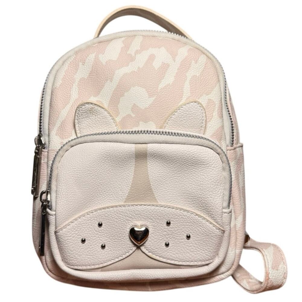 Betsey Johnson Kitsch French Bulldog Mini Backpack Pink Leopard Clean Interior